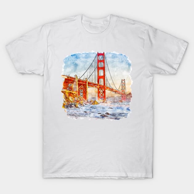 Golden gate bridge San Francisco T-Shirt by Anna Hlimankova